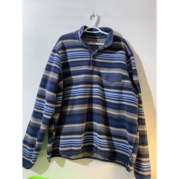 Southern Grit Tundra Fleece Pullover Mens Size XXL 2XL Blue Stripe Jacket - Picture 1 of 6